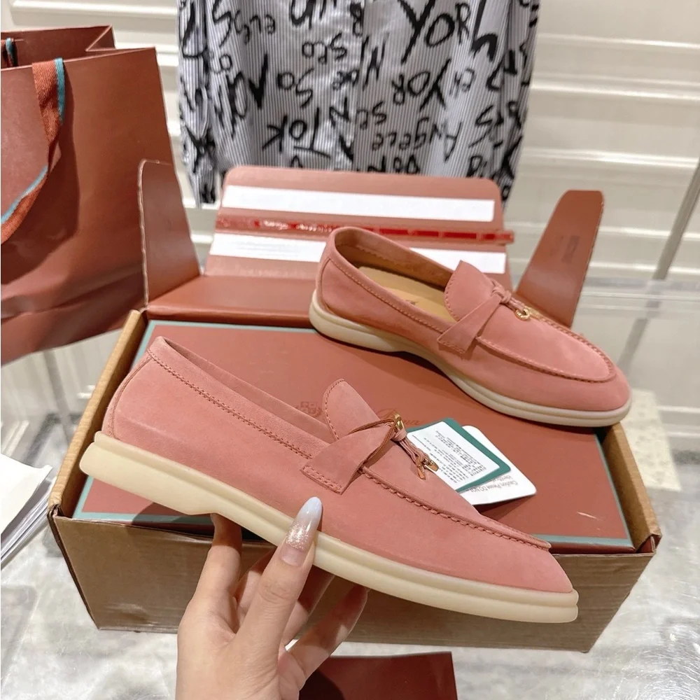 💗 Blush Pink Loro Piana Loafers | Summer Walk Suede Flats 👡 - Picture 8 of 8